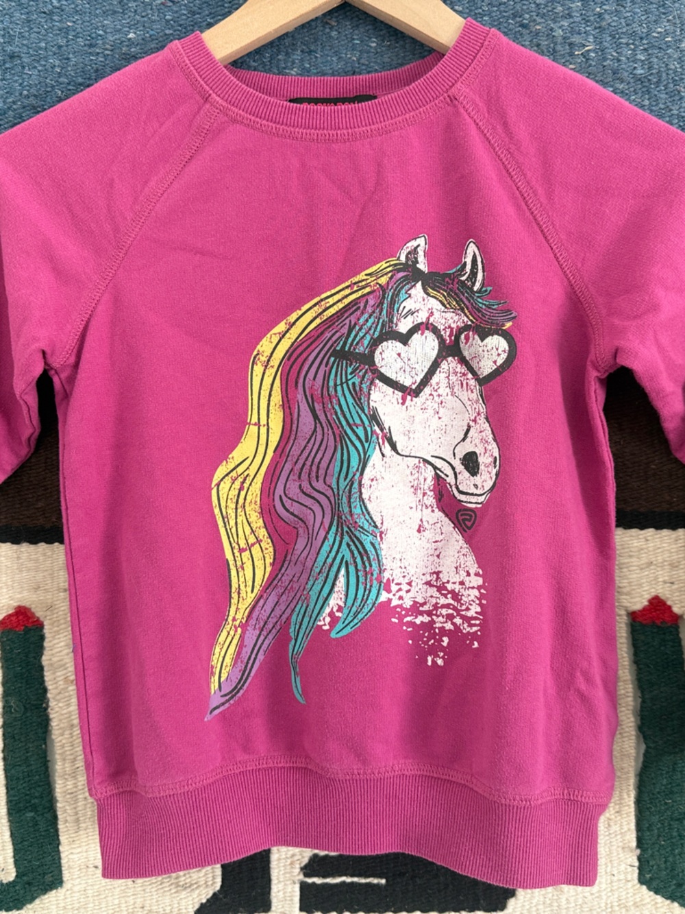 Girls' Pink Unicorn Heart-Sunglasses Sweatshirt